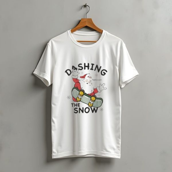 Santa Dashing Through The Snow On Snowboard Christmas T Shirt t shirt 1