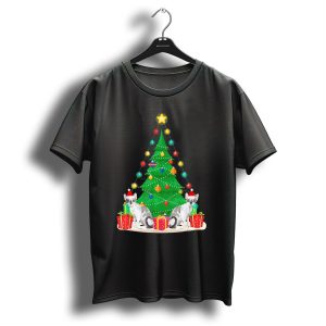 Santa Devon Rex Cat Christmas Tree Lights Presents T Shirt