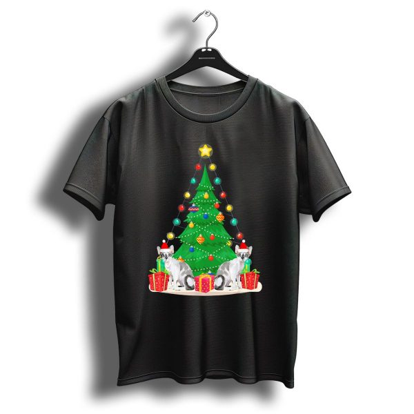 Santa Devon Rex Cat Christmas Tree Lights Presents T Shirt 1 t shirt 1