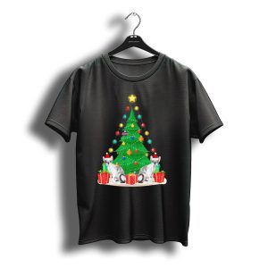 Santa Devon Rex Cat Christmas Tree Lights Presents T-Shirt