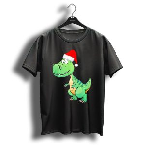 Santa Dinosaur Christmas T Rex With Santa Hat T Shirt