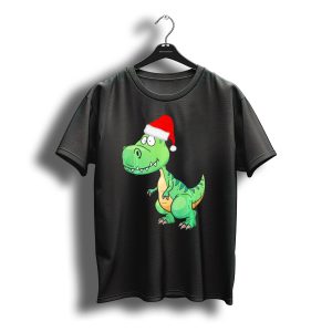 Santa Dinosaur Christmas T Rex With Santa Hat T-Shirt