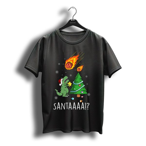 Santa Dinosaur Meteor Christmas Tree Santaaaa T Shirt t shirt 1