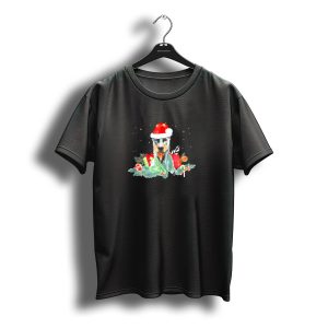 Santa Doberman With Christmas Gifts And Candy Cane Holiday T-Shirt