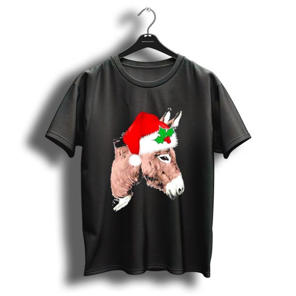 Santa Donkey Festive Hat Christmas Hollys T Shirt 1 t shirt 1