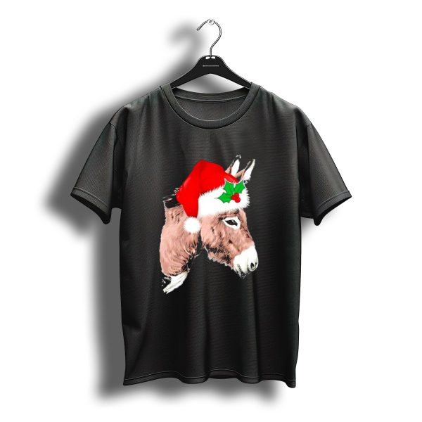 Santa Donkey Festive Hat Christmas Hollys T Shirt t shirt 1
