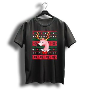 Santa Flamingo Reindeer Ugly Christmas T Shirt