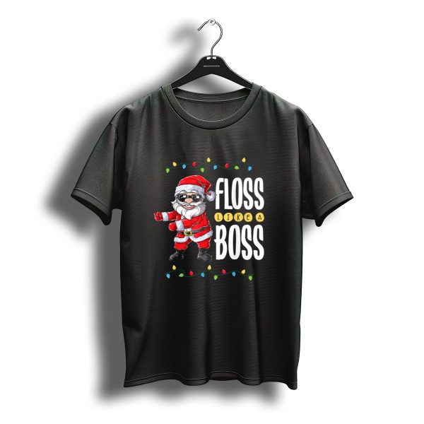 Santa Floss Like A Boss Christmas Xmas Flossing Lights T Shirt t shirt 1