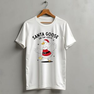 Santa Goose On The Loose Christmas Festive Holiday Fun T Shirt 1