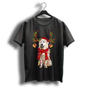 Santa Great Pyrenees Reindeer Christmas Lights T Shirt