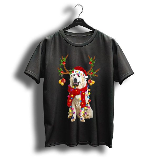 Santa Great Pyrenees Reindeer Christmas Lights T Shirt 1 t shirt 1