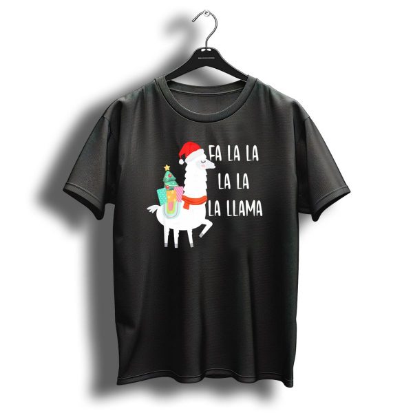 Santa Hat Alpaca Christmas Tree Fa La La La La La Llama T Shirt 1 t shirt 1