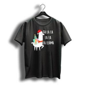 Santa Hat Alpaca Christmas Tree Fa La La La La La Llama T-Shirt