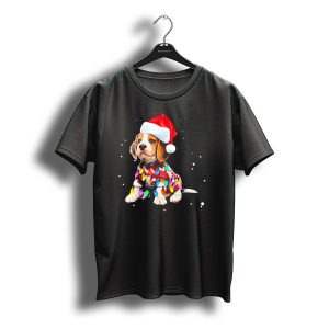 Santa Hat Beagle Wrapped In Christmas Lights T-Shirt