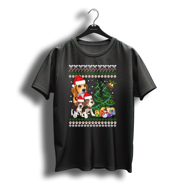Santa Hat Beagles Christmas Tree And Gifts T Shirt t shirt 1