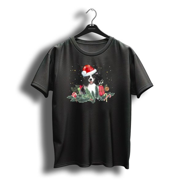 Santa Hat Border Collie Christmas Holiday Matching T Shirt t shirt 1