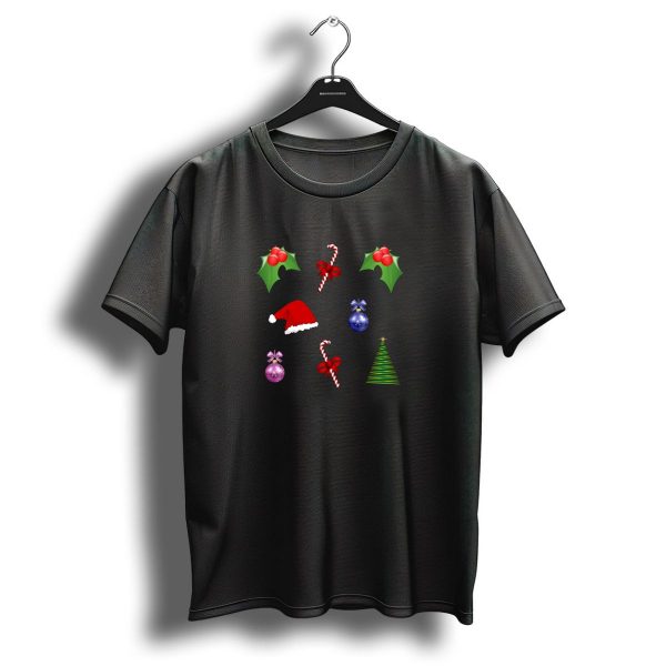 Santa Hat Christmas Candy Canes Holly Berries Ornaments Tree T Shirt 1 t shirt 1