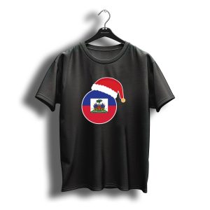 Santa Hat Christmas Haiti Flag T-Shirt