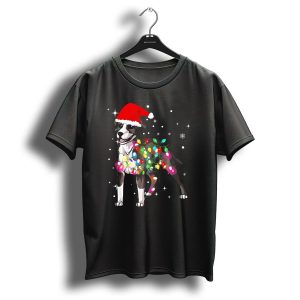 Santa Hat Christmas Lights American Pit Bull Terrier T Shirt