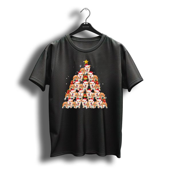 Santa Hat Corgi Dog Christmas Tree Pyramid With Stars And T Shirt t shirt 1