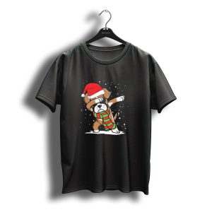 Santa Hat Dabbing Boxer With Christmas Scarf T-Shirt