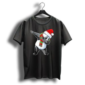 Santa Hat Dabbing Panda With Christmas Scarf T Shirt