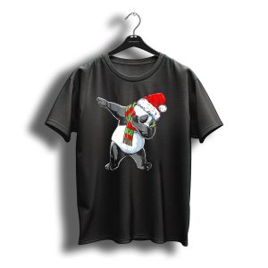 Santa Hat Dabbing Panda With Christmas Scarf T-Shirt