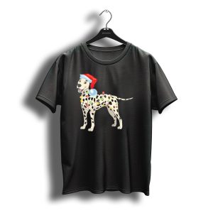 Santa Hat Dalmatian Wrapped In Christmas Lights T-Shirt