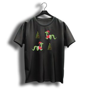 Santa Hat Dinosaur Christmas Trees T Shirt