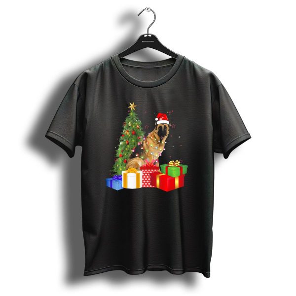 Santa Hat German Shepherd With Christmas Tree And Gifts T Shirt 1 t shirt 1