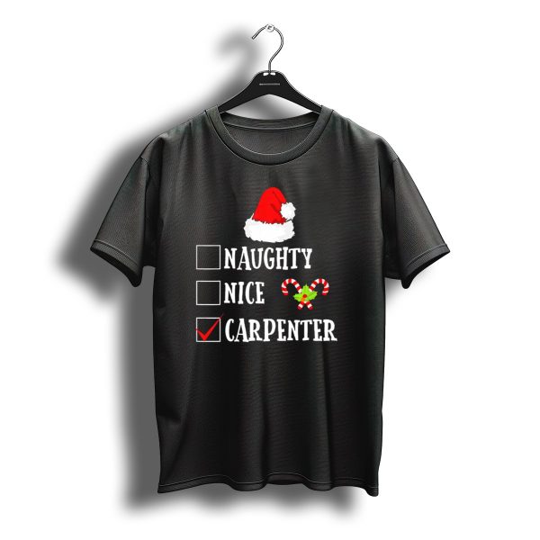 Santa Hat Naughty Nice Carpenter Candy Cane Christmas T Shirt t shirt 1