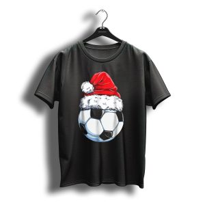 Santa Hat On Soccer Ball Christmas Xmas T-Shirt