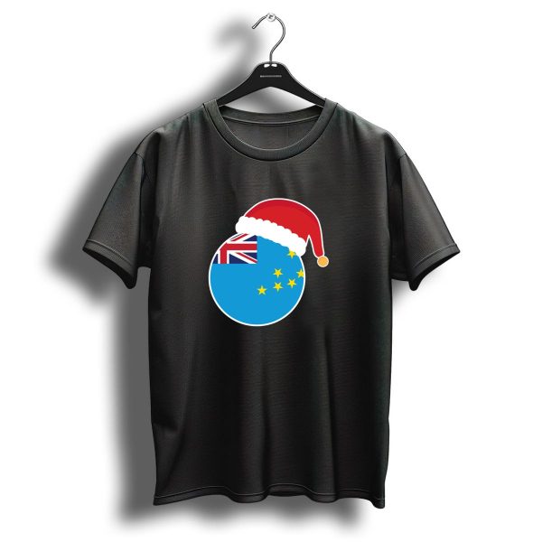 Santa Hat On Tuvalu Flag Christmas T Shirt 1 t shirt 1