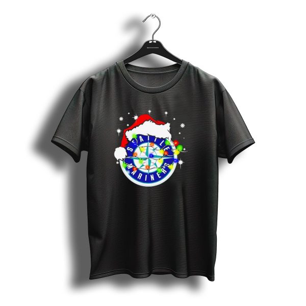 Santa Hat Seattle Mariners Christmas Lights Snowflakes T Shirt t shirt 1