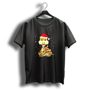 Santa Hat Snake Wrapped In Christmas Lights And Snowflakes T Shirt