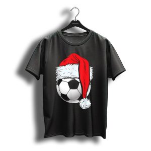 Santa Hat Soccer Ball Christmas T-Shirt