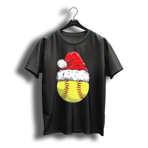 Santa Hat Softball Christmas T-Shirt