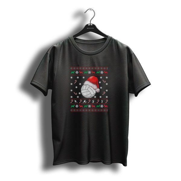 Santa Hat Volleyball Ball Christmas Sweater Pattern Candy Canes T Shirt t shirt 1