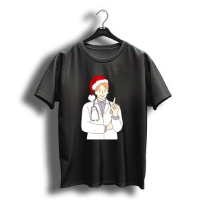 Santa Hat Wearing Physician Doctor Merry Christmas T-Shirt