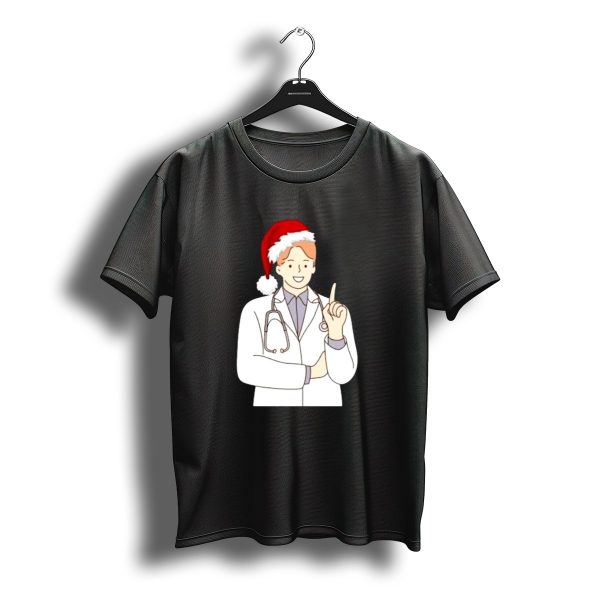 Santa Hat Wearing Physician Doctor Merry Christmas T Shirt t shirt 1
