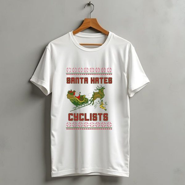 Santa Hates Cyclists Ugly Christmas Sweater Shitheadsteve T Shirt 1 t shirt 1