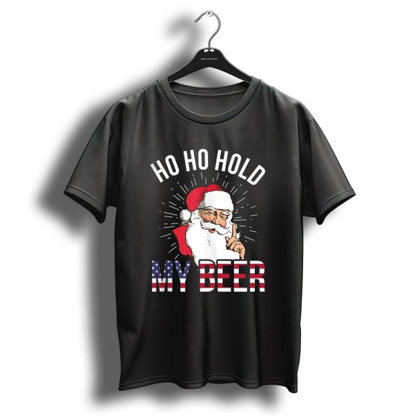 Santa Ho Ho Hold My Beer American Flag Christmas In July T Shirt 1 t shirt 1