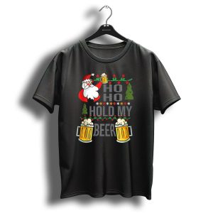 Santa Ho Ho Hold My Beer Christmas Lights And Mugs T Shirt