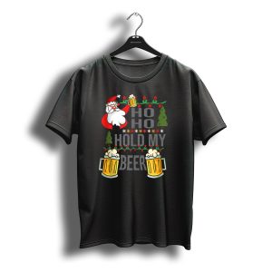 Santa Ho Ho Hold My Beer Christmas Lights And Mugs T-Shirt