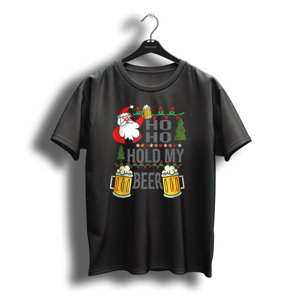 Santa Ho Ho Hold My Beer Christmas Lights And Mugs T Shirt t shirt 1