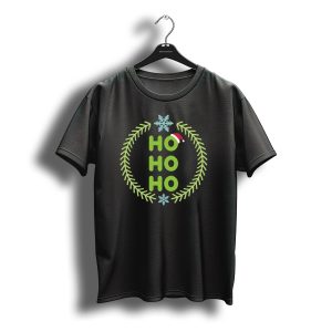 Santa Hohoho Christmas Wreath Snowflakes T-Shirt