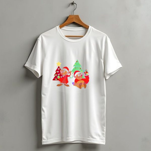 Santa Jaq And Gus With Christmas Lights And Presents By Christmas Tree T Shirt 1 t shirt 1