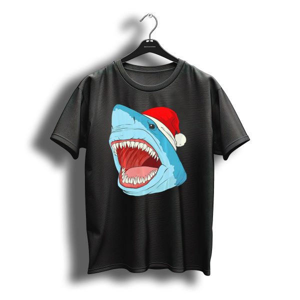 Santa Jaws Cool Christmas Shark Holiday Humor T Shirt t shirt 1