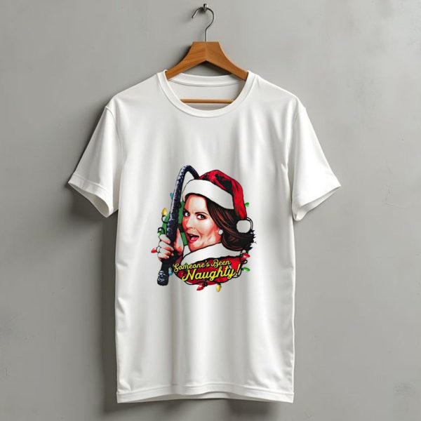 Santa Karen Walker Someones Been Naughty Christmas Lights Whip T Shirt 1 t shirt 1
