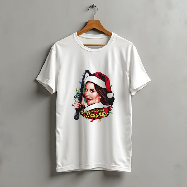 Santa Karen Walker Someones Been Naughty Christmas Lights Whip T Shirt t shirt 1